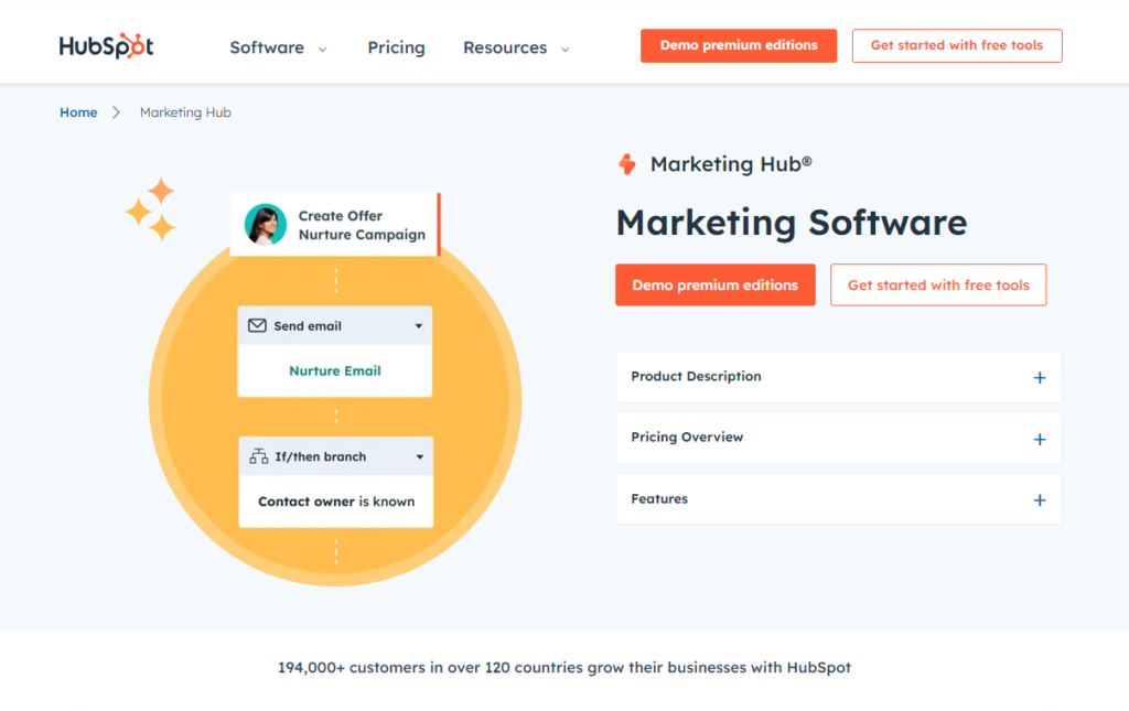 HubSpot Marketing Hub Homepage